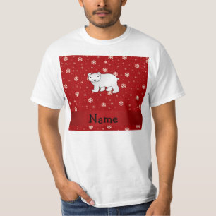 Personalized name polar bear red snowflakes T-Shirt