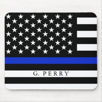 Personalized Name Police Flag Mouse Pad by colorjungle at Zazzle