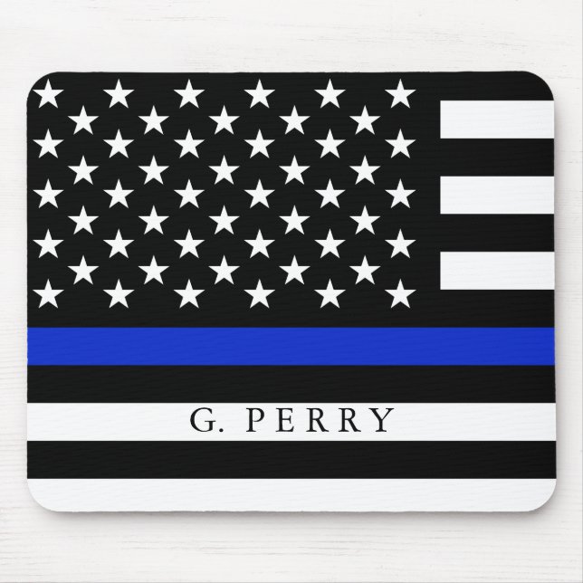 Personalized Name Police Flag Mouse Pad (Front)