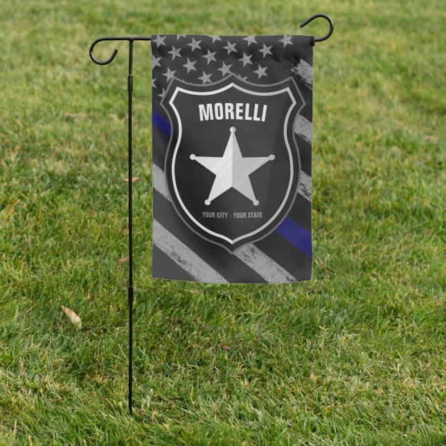 Personalized NAME Police Officer Sheriff Cop Flag (In SItu)