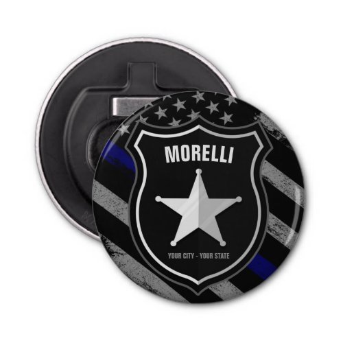 Personalized NAME Police Officer Sheriff Cop Flag Bottle Opener