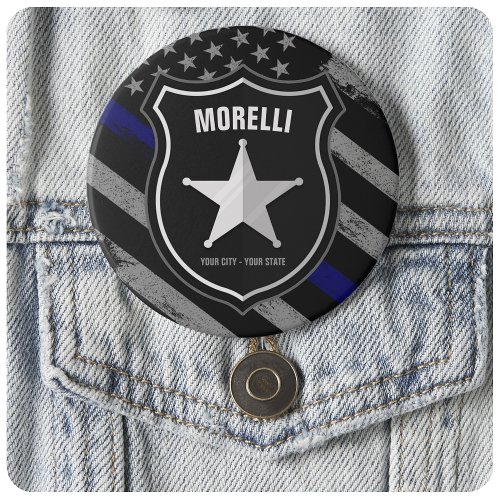 Personalized NAME Police Officer Sheriff Cop Flag Button