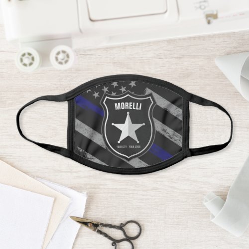 Personalized NAME Police Officer Sheriff Cop Flag Face Mask