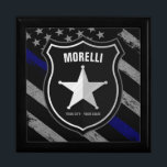 Personalized NAME Police Officer Sheriff Cop Flag Gift Box<br><div class="desc">Personalized NAME Police Officer Sheriff Cop Flag Design - Thin Blue Line - Customize with your Name or Custom text! ♥ Highway Patrolman</div>