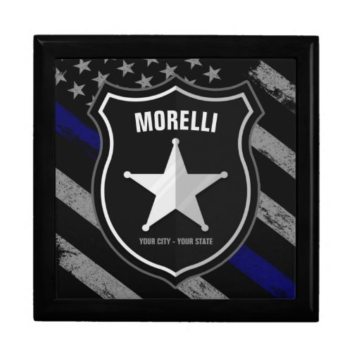 Personalized NAME Police Officer Sheriff Cop Flag Gift Box
