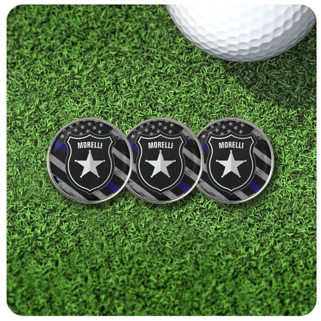 Personalized NAME Police Officer Sheriff Cop Flag Golf Ball Marker (Creator Uploaded)