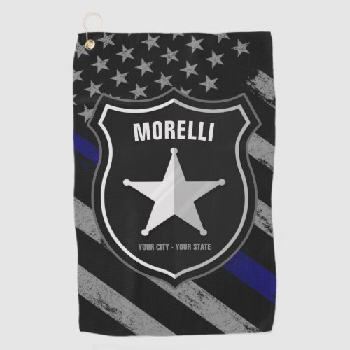 Personalized NAME Police Officer Sheriff Cop Flag Golf Towel