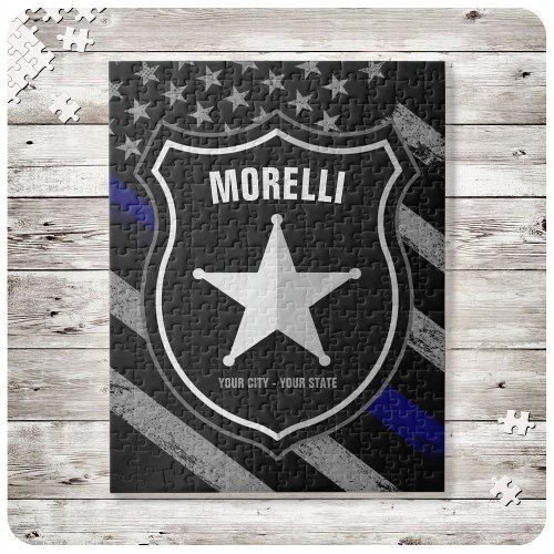 Personalized NAME Police Officer Sheriff Cop Flag Jigsaw Puzzle