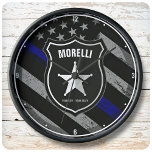 Personalized NAME Police Officer Sheriff Cop Flag Large Clock<br><div class="desc">Personalized NAME Police Officer Sheriff Cop Flag Design - Thin Blue Line - Customize with your Name or Custom text! ♥ Highway Patrolman</div>