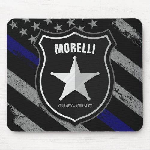 Personalized NAME Police Officer Sheriff Cop Flag Mouse Pad