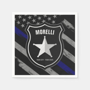 Personalized NAME Police Officer Sheriff Cop Flag Napkins