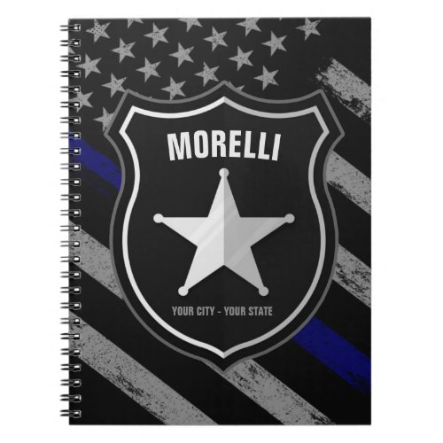 Personalized NAME Police Officer Sheriff Cop Flag Notebook