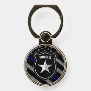 Personalized NAME Police Officer Sheriff Cop Flag Phone Ring Stand