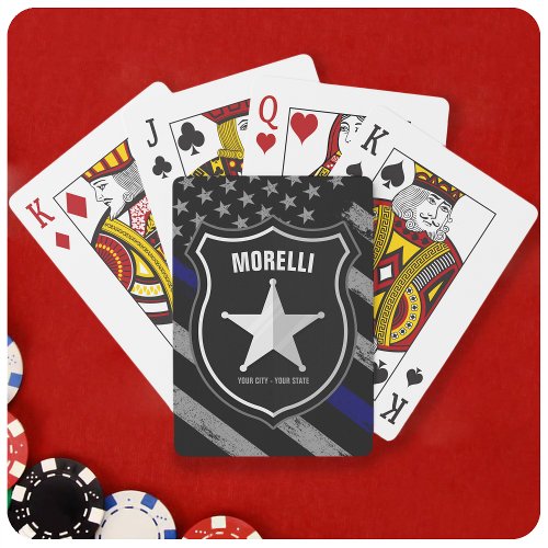 Personalized NAME Police Officer Sheriff Cop Flag Playing Cards
