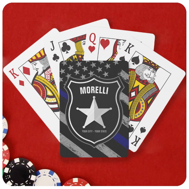 Personalized NAME Police Officer Sheriff Cop Flag Poker Cards (Creator Uploaded)