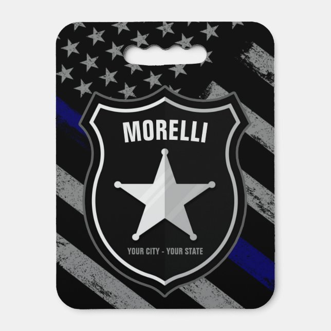 Personalized NAME Police Officer Sheriff Cop Flag Seat Cushion (Front Vertical)