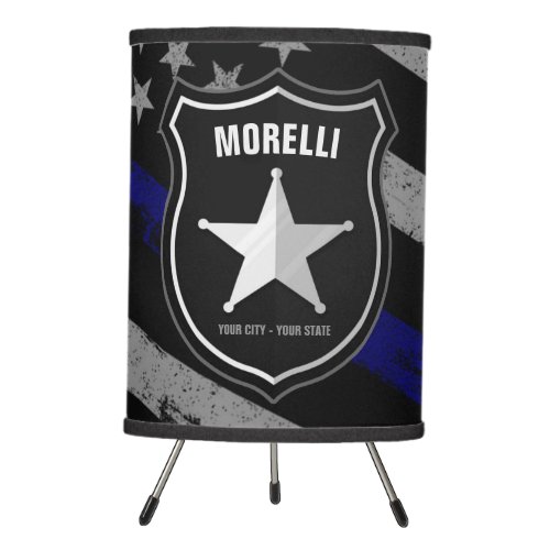 Personalized NAME Police Officer Sheriff Cop Flag Tripod Lamp