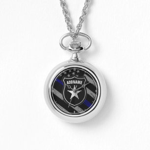Personalized NAME Police Officer Sheriff Cop Flag Watch