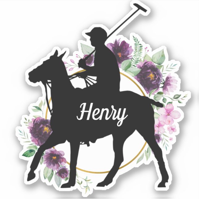 Personalized name polo pony silhouette  sticker (Front)