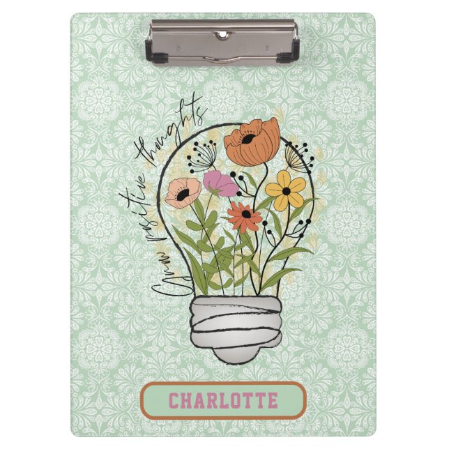 Personalized Name Positive Thoughts Inspirational Clipboard (Front)