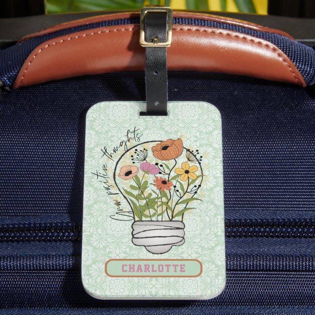 Personalized Name Positive Thoughts Inspirational Luggage Tag (Front Insitu 2)