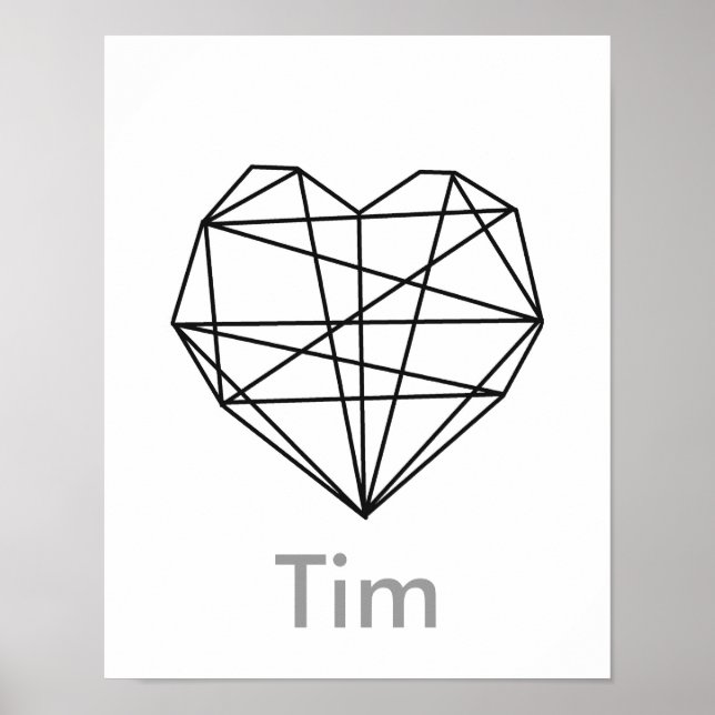 Personalized Name Poster Geometric Heart Shape (Front)