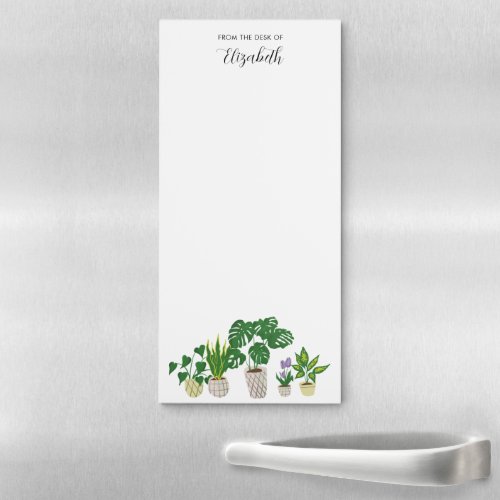 Personalized Name Potted Plants Monstera Script Magnetic Notepad