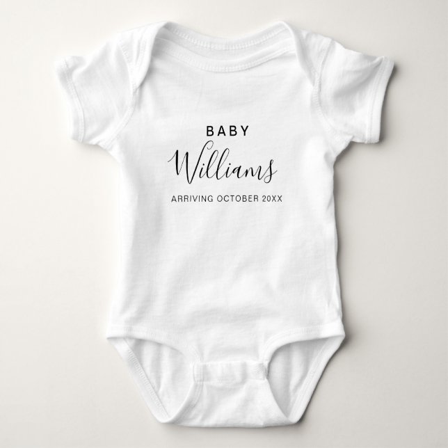 Personalized Name Pregnancy Announcement Baby Bodysuit (Front)