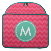 Personalized Name Preppy Pink Chevron Monogram MacBook Pro Sleeve