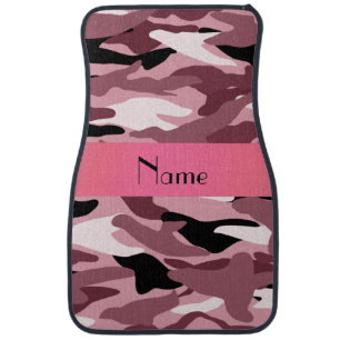 Personalized name pretty pink camouflage car mat