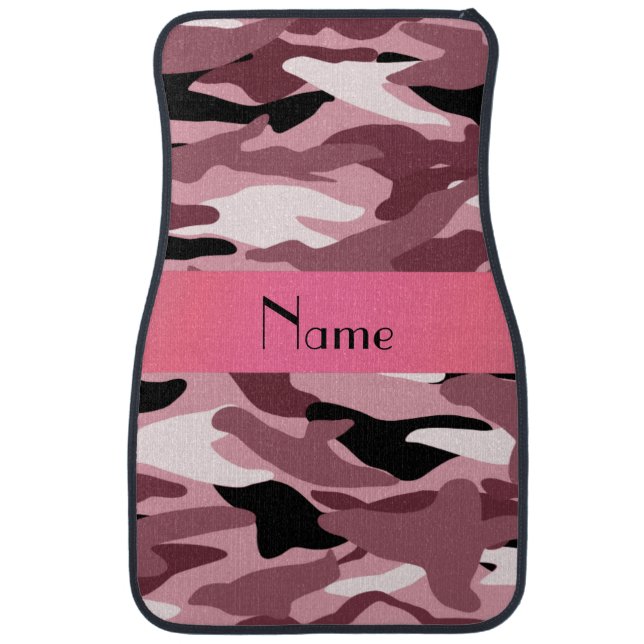 Personalized name pretty pink camouflage car mat (Front)