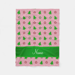 Personalized name pretty pink christmas stars fleece blanket