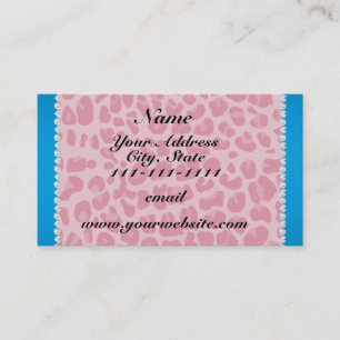 Personalized name pretty pink leopard blue stripe business card