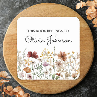 Personalized Name Pretty Wildflower Bookplate