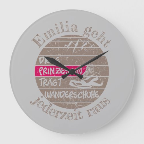 personalized name Princess hiking shoes Large Clock
