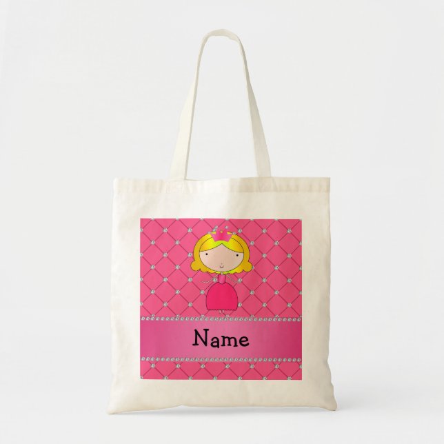 Personalized name princess pink diamonds tote bag (Front)