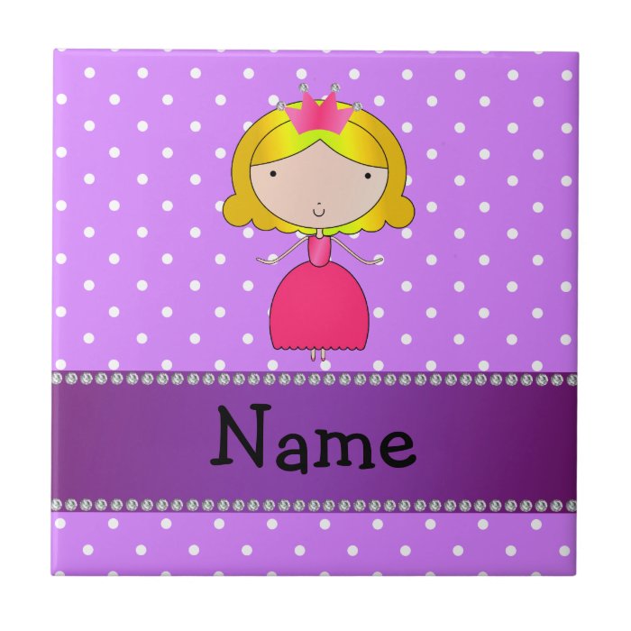 Personalized name princess purple polka dots ceramic tile