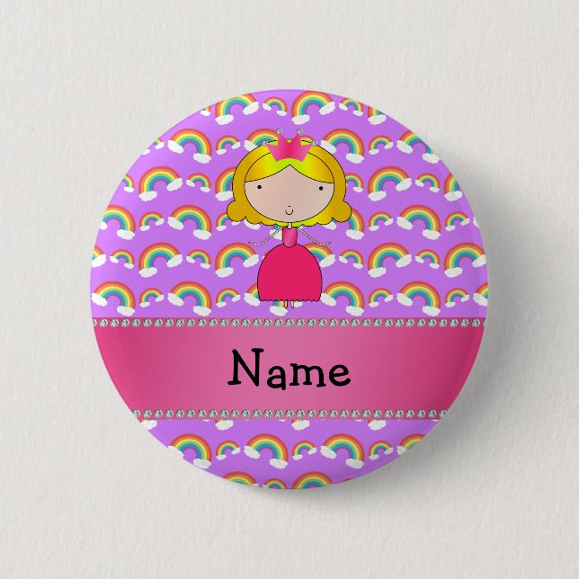 Personalized name princess purple rainbows button (Front)