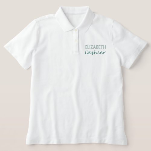 Personalized Name Professional Cashier Womens Embroidered Polo Shirt