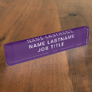 Personalized Name Professional Elegant Dark Purple Desk Name Plate