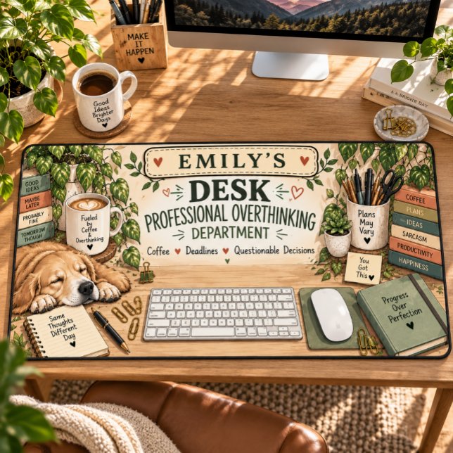 Personalized Name Professional Overthinking  Desk Mat (Creator Uploaded)