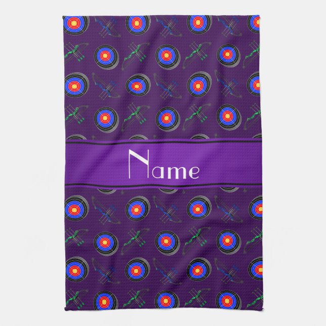 Personalized name purple archery towel (Vertical)