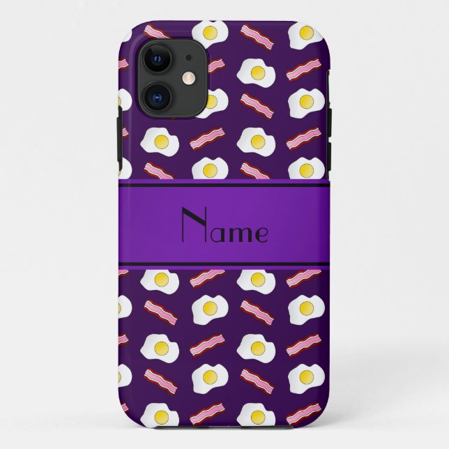 Personalized name purple bacon eggs Case-Mate iPhone case (Back)