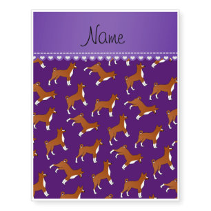 Personalized name purple basenji dogs temporary tattoos