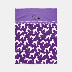 Personalized name purple bedlington terrier dogs fleece blanket