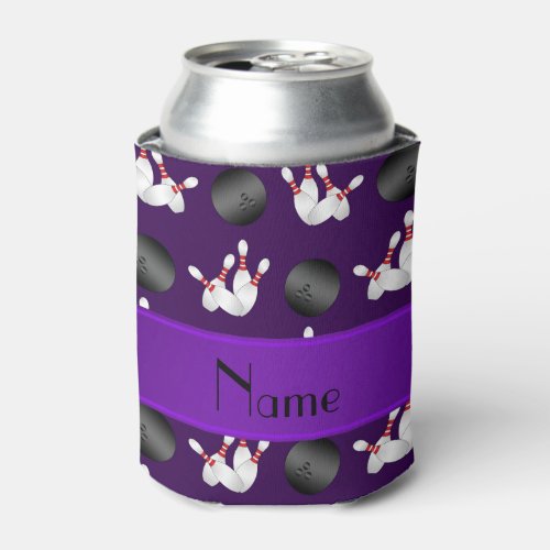 Personalized name purple bowling pattern can cooler