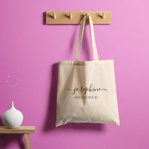 Personalized Name Purple Bridesmaid Tote Bag