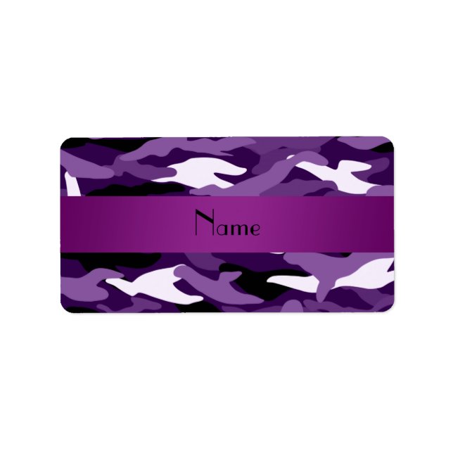 Personalized name purple camouflage label (Front)