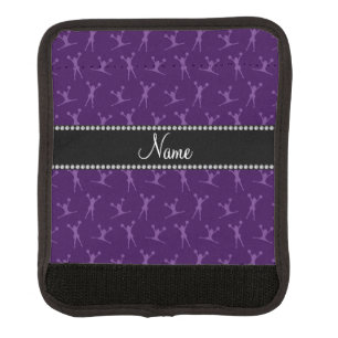 Personalized name purple cheerleader pattern luggage handle wrap