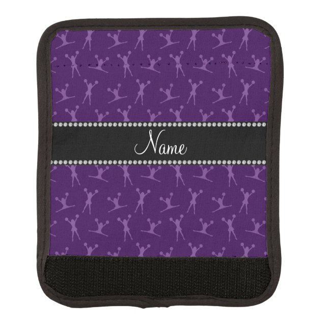 Personalized name purple cheerleader pattern luggage handle wrap (Front)